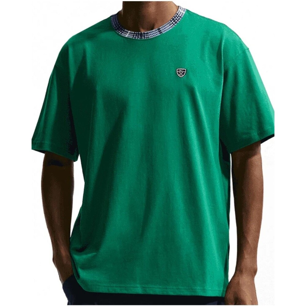 Nike Shirt Mens L Green Tartan Loose Fit Golf Crest Embroidered Tee T-shirt New